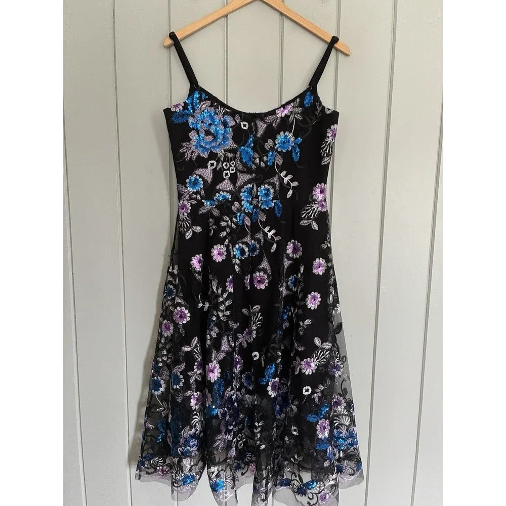 Dress The Population Dress M Medium Fairy Uma Plumaria Dark Feminine Sequins - Picture 6 of 9